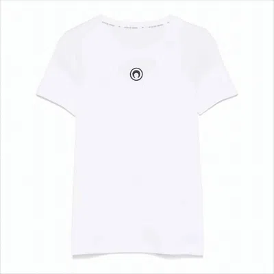 MARINE SERRE FITTED SHORT-SLEEVE ORGANIC COTTON T-SHIRT WITH EMBROIDERED DETAIL