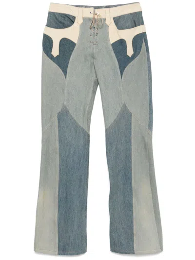 Marine Serre Flared Jeans In Blue