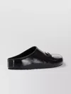 Marine Serre Flat Leather Slippers Gold Detail
