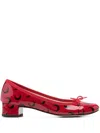 Marine Serre Red & Black Repetto Edition Camille Moon Printed Leather Heels In Dark Red