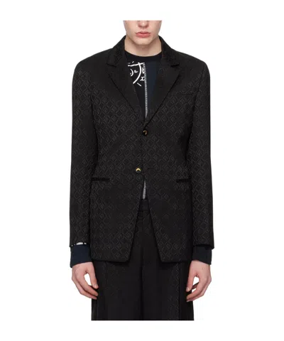 Marine Serre Flattened Collar Suit Jacket In Black
