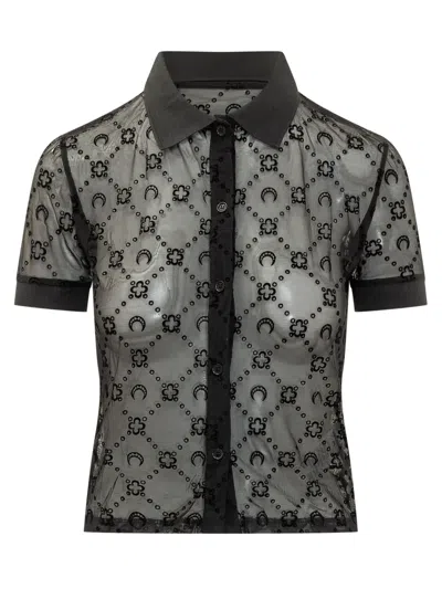 Marine Serre Flock Mini Polo Shirt In Black