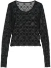 Marine Serre Flocked-monogram Crop Top In Black