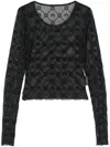 Marine Serre Flocked-monogram Crop Top In Black