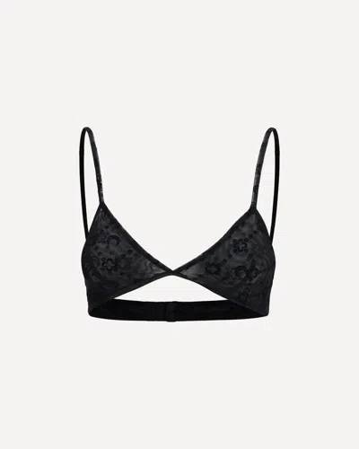 Marine Serre Flocked Monogram Mesh Bra In Black