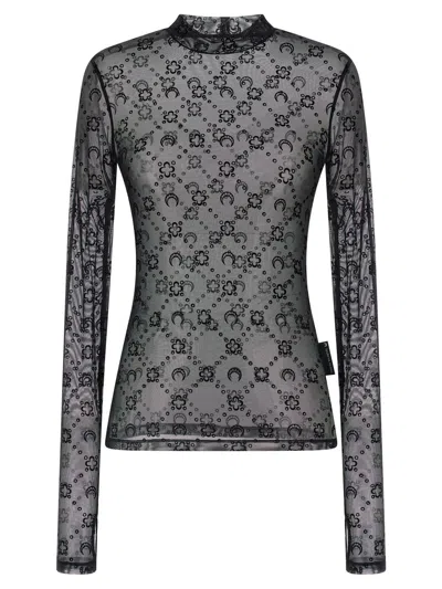 Marine Serre Flocked Moonogram Top Tops Black