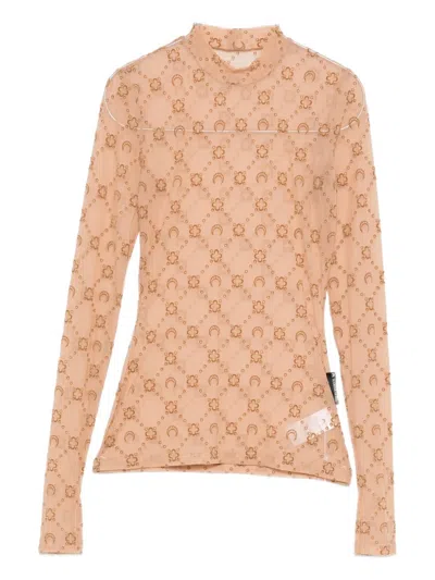 Marine Serre Floral Moon-pattern Top In Brown