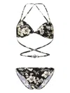 Marine Serre Floral-print Bikini In Black