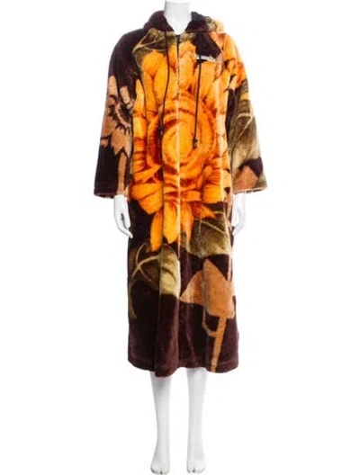 Pre-owned Marine Serre Floral Print Coat In Orange