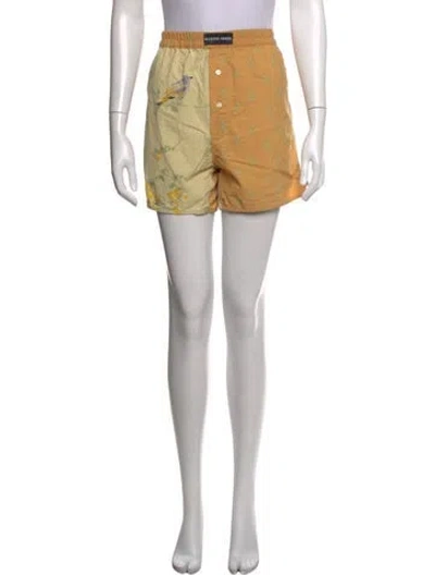 Pre-owned Marine Serre Floral Print Mini Shorts In Neutrals
