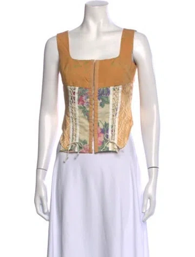 Pre-owned Marine Serre Floral Print Square Neckline Top In Multicolor
