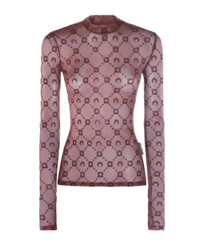 Marine Serre Full Moon Print Cover-up In Burgundy