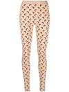 Marine Serre High-waisted Leggings With Crescent Moon Pattern In Neutrals