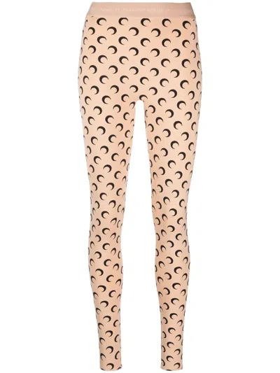 Marine Serre Fuseaux Moon Recycled-jersey Leggings In Neutrals