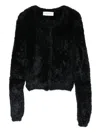 Marine Serre Fuzzy-texture Cardigan In Black