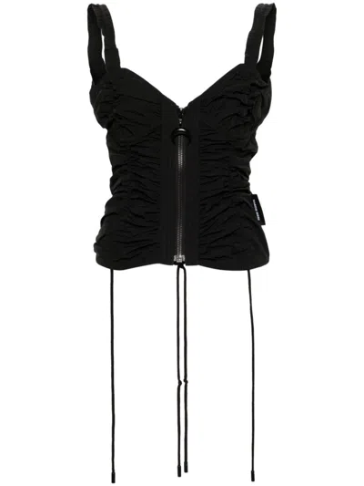 MARINE SERRE GATHERED ZIPPED TANK TOP - WOMEN'S - POLYAMIDE/COTTON/RECYCLED POLYAMIDE