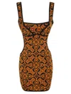 Marine Serre Geometric Pattern Embroidered Squaredneck Mini Dress In 03