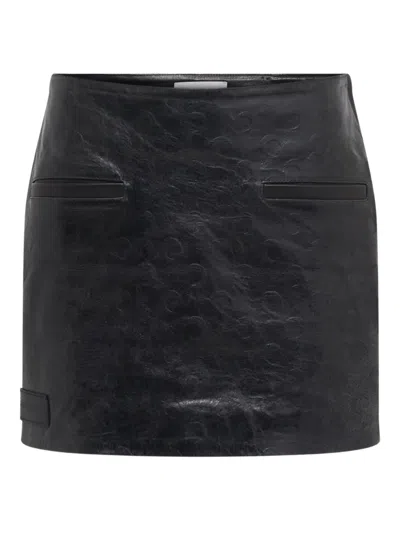 Marine Serre Glossy Moon Leather Skirt In Black