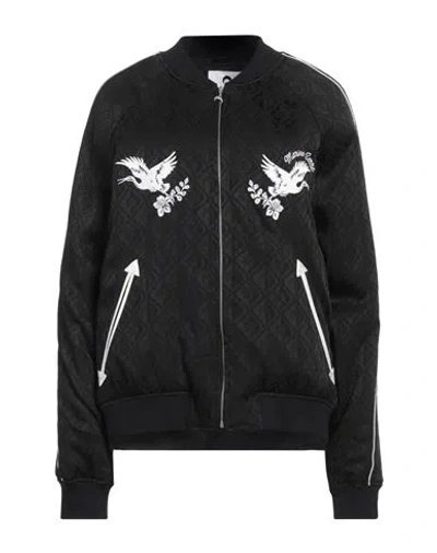 Marine Serre Jacquard Bomber Jacket In Black