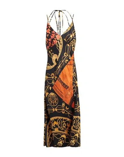 Marine Serre Gold Line Woman Midi Dress Black Size 8 Silk