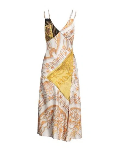Marine Serre Woman Midi Dress Ivory Size 6 Silk In White