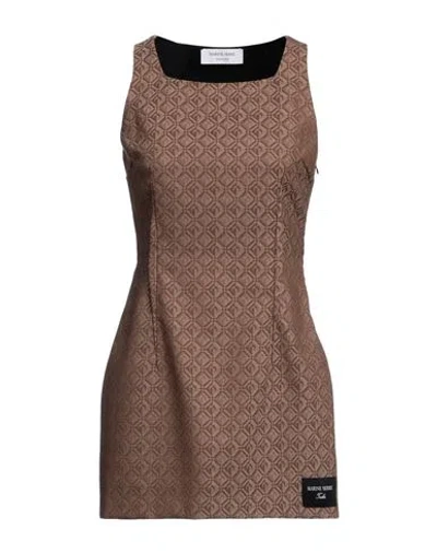 Marine Serre Gold Line Woman Mini Dress Brown Size 8 Recycled Polyester, Wool, Elastane, Rayon, Poly