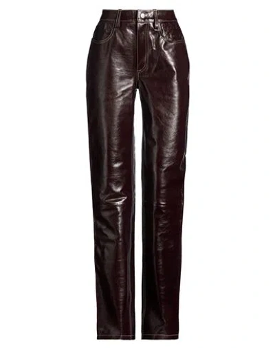 Marine Serre Gold Line Woman Pants Burgundy Size 6 Calfskin