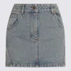 Marine Serre Moon Monogrammed Denim Mini Skirt In Beige