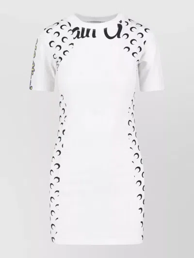 Marine Serre Graphic Crew Neck Top Short Sleeves In White