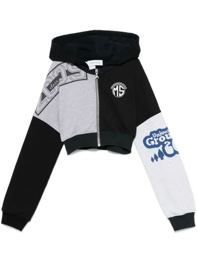 Marine Serre Graphic Cropped Hoodie In 黑色