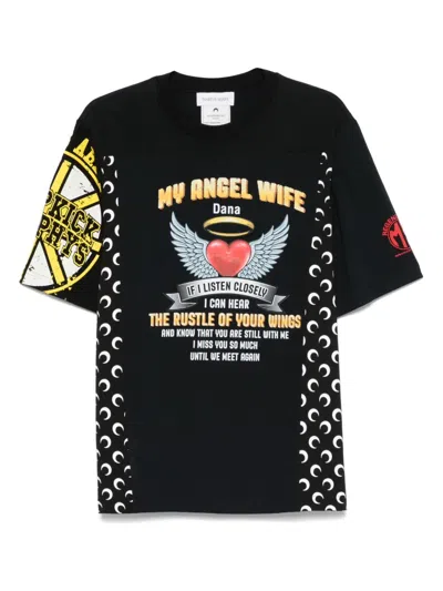Marine Serre Graphic-print Cotton T-shirt In Black