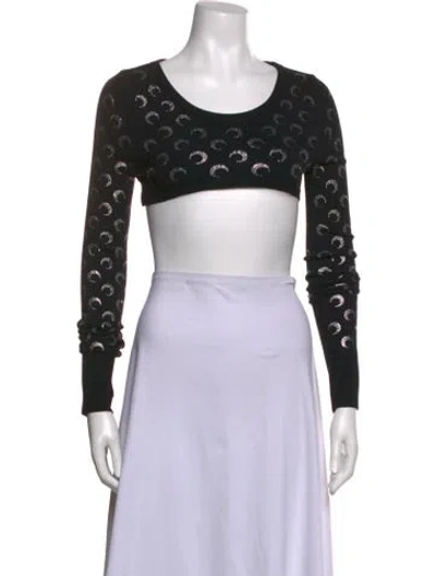 Pre-owned Marine Serre Graphic Print Crew Neck Crop Top In Black