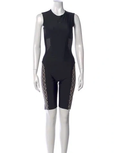 Pre-owned Marine Serre Graphic Print Crew Neck Jumpsuit In Black
