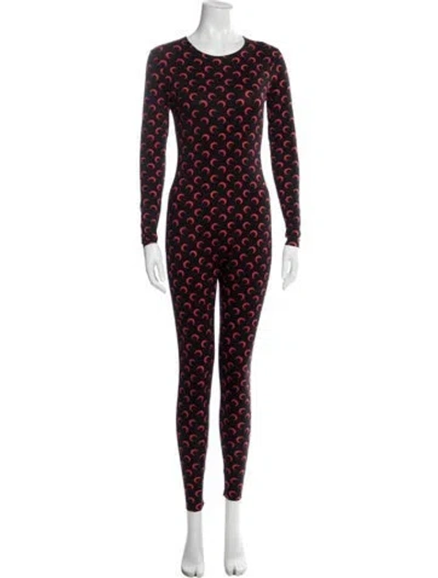 Pre-owned Marine Serre Graphic Print Crew Neck Jumpsuit In Black