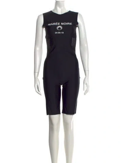 Pre-owned Marine Serre Graphic Print Crew Neck Jumpsuit In Black