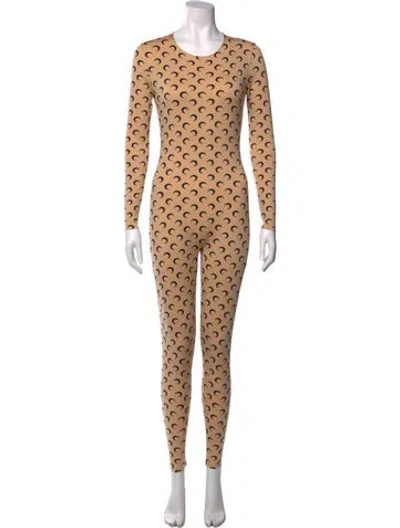 Pre-owned Marine Serre Graphic Print Crew Neck Jumpsuit In Black/neutrals