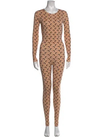 Pre-owned Marine Serre Graphic Print Crew Neck Jumpsuit In Neutral