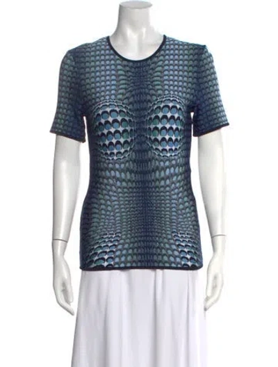 Pre-owned Marine Serre Graphic Print Crew Neck Sweater W/ Tags In Blue