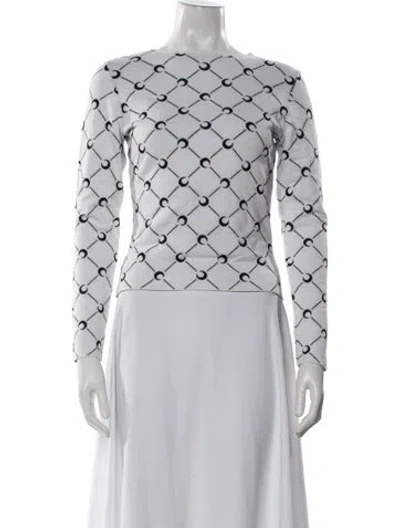 Pre-owned Marine Serre Graphic Print Crew Neck Sweater In White