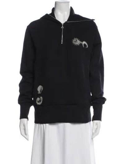 Pre-owned Marine Serre Graphic Print Crew Neck Sweatshirt In Black