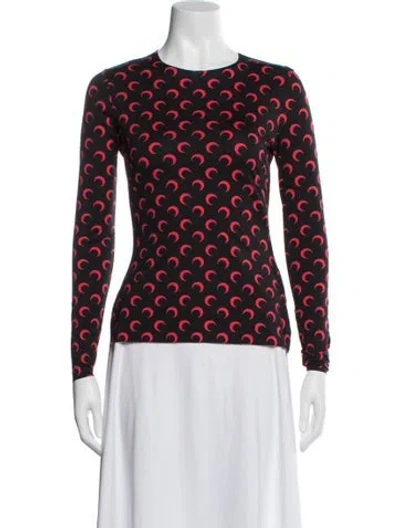 Pre-owned Marine Serre Graphic Print Crew Neck Top In Black