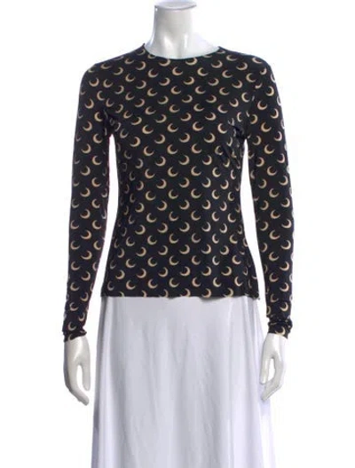 Pre-owned Marine Serre Graphic Print Crew Neck Top In Black