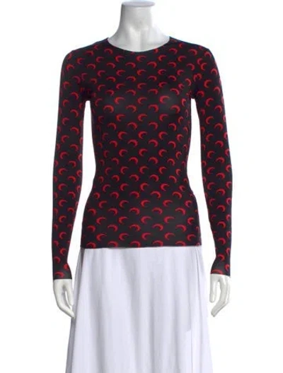 Pre-owned Marine Serre Graphic Print Crew Neck Top In Black