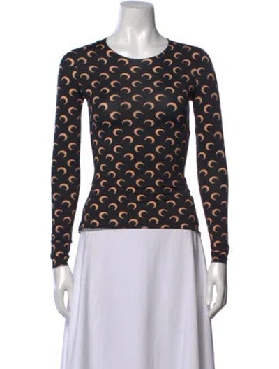 Pre-owned Marine Serre Graphic Print Crew Neck Top In Black
