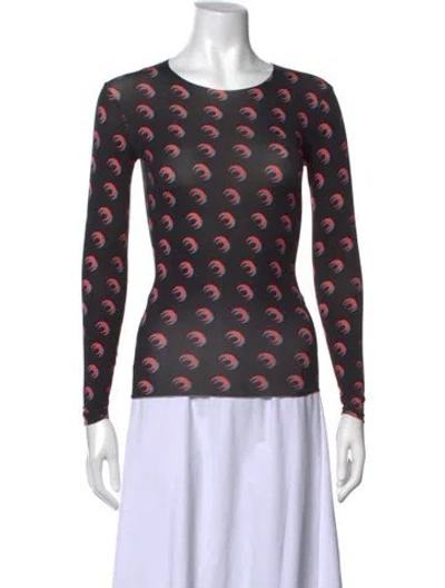 Pre-owned Marine Serre Graphic Print Crew Neck Top In Black/pink