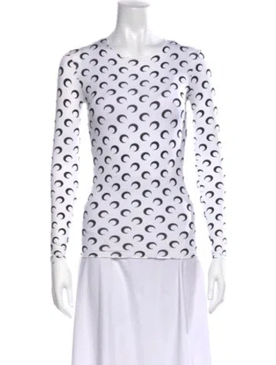 Pre-owned Marine Serre Graphic Print Crew Neck Top In Black/white