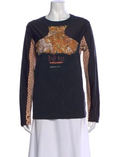 Pre-owned Marine Serre Graphic Print Crew Neck Top In Blue