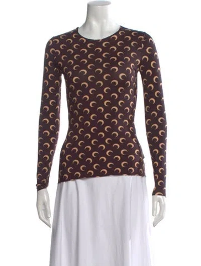 Pre-owned Marine Serre Graphic Print Crew Neck Top In Brown