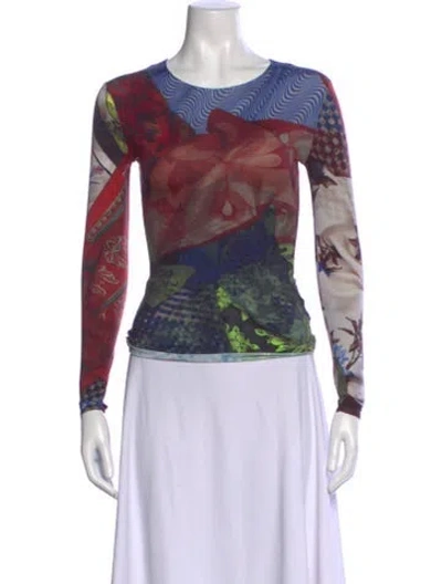 Pre-owned Marine Serre Graphic Print Crew Neck Top In Multi