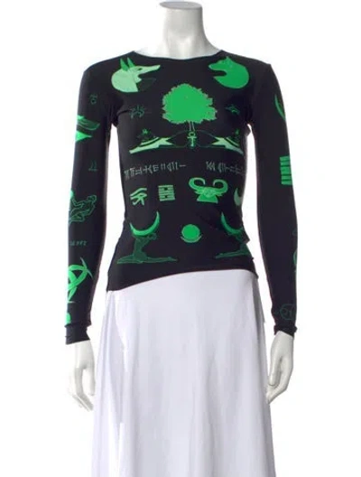 Pre-owned Marine Serre Graphic Print Crew Neck Top In Multicolor